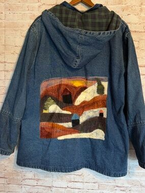 NorthStyle upcycled denim barn coat chore jacket size XL